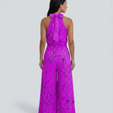 Combinaison femme imprimée à dos-nu et jambes larges