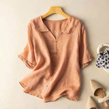 Blouse Coton Lin Col Volanté Coupe Fluide Élégante