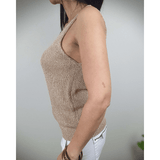 Débardeur Maille Fine Brillante Coupe Ajustée Élégance Été