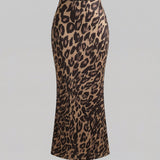 Jupe Longue Léopard Élégante Taille Haute Style Audacieux