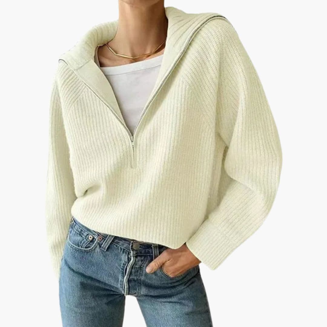 Pull Capuche Maille Zippée Coupe Ample Confort Moderne
