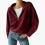 Pull Capuche Maille Zippée Coupe Ample Confort Moderne