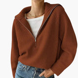 Pull Capuche Maille Zippée Coupe Ample Confort Moderne