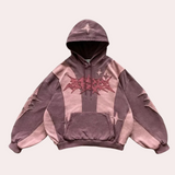 Hoodie Oversize Femme Vintage Étoiles – Sweat Streetwear Délavé
