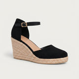 Espadrilles compensées femme en jute à bride cheville
