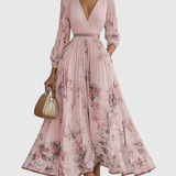 Robe Midi Fleurie Femme à Col V Sans Manches