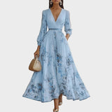 Robe Midi Fleurie Femme à Col V Sans Manches