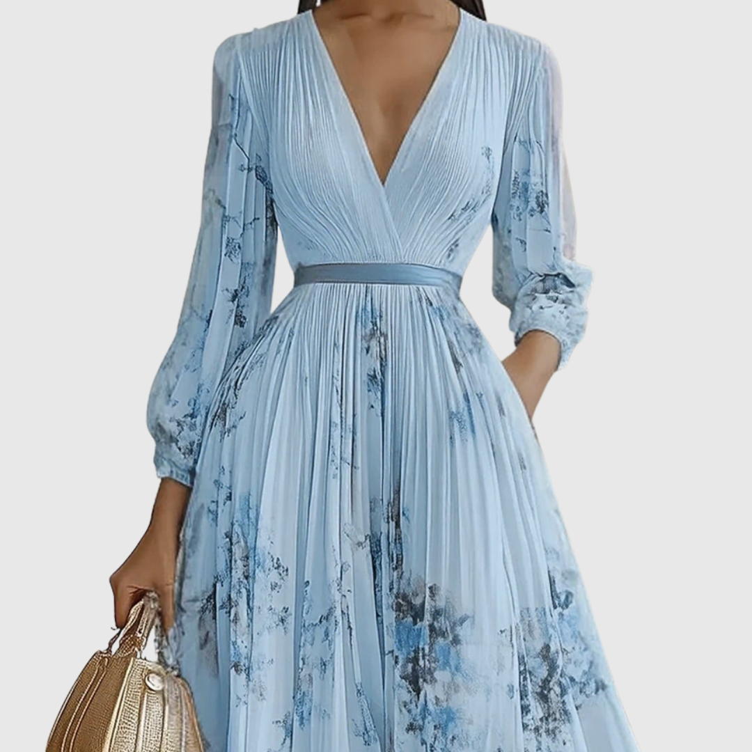Robe Midi Fleurie Femme à Col V Sans Manches