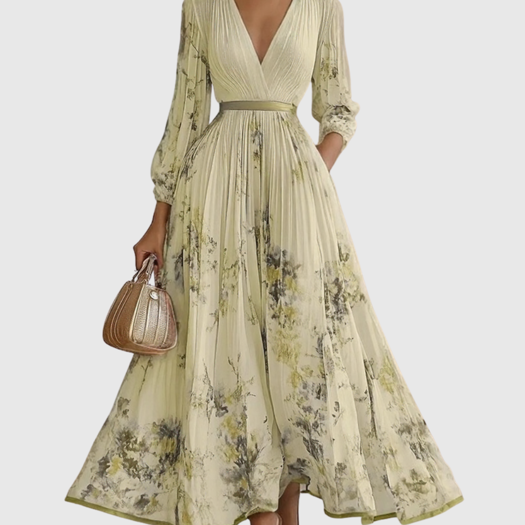Robe Midi Fleurie Femme à Col V Sans Manches
