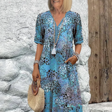 Robe Midi Fleurie à Col V
