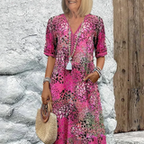 Robe Midi Fleurie à Col V