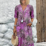 Robe Midi Fleurie à Col V