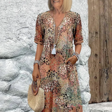 Robe Midi Fleurie à Col V