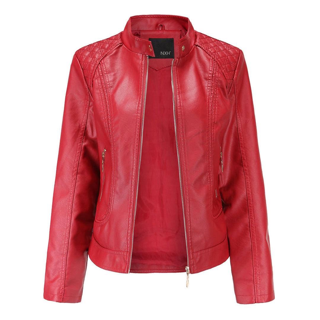 Veste Femme Simili Cuir Élégante Style Biker