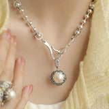 Collier Femme en Argent Sterling Pendentif Perle
