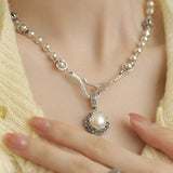 Collier Femme en Argent Sterling Pendentif Perle