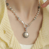 Collier Femme en Argent Sterling Pendentif Perle