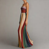 Robe Longue Bandeau à Rayures Multicolores