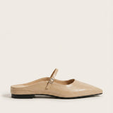 Mules plates à enfiler aspect cuir pour femme