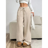 Pantalon Côtelé Large Taille Élastique Confort