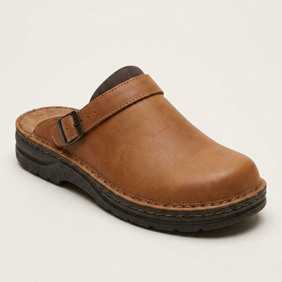 Sabots femme aspect cuir à semelle intérieure rembourrée