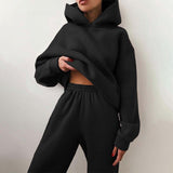 Ensemble Femme Hoodie Court et Pantalon Jogging Confort