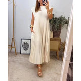 Robe Longue Femme Plissée à Col V