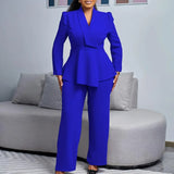 Elegant Jakkesæt Med Peplum Blazer Moderne Stil