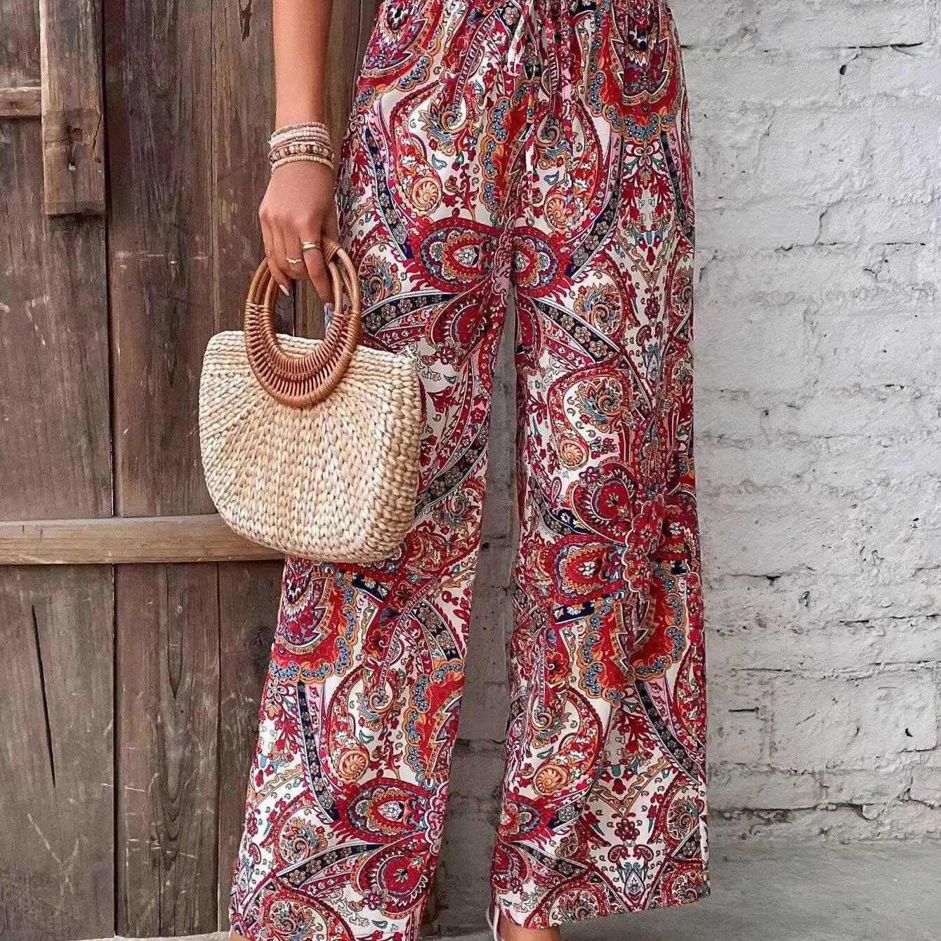 Pantalon Ample à Imprimé Bohème