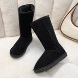 Bottes d'hiver hautes doublées pour femme à zip
