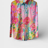 Chemise Imprimée Abstraite à Manches Retroussées