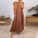 Robe Longue Femme Plissée à Col V