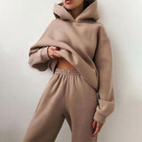 Ensemble Femme Hoodie Court et Pantalon Jogging Confort