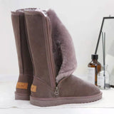 Bottes d'hiver hautes doublées pour femme à zip