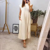 Robe Longue Femme Plissée à Col V