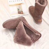 Bottes d'hiver hautes doublées pour femme à zip