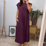 Robe Longue Femme Plissée à Col V