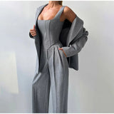 Ensemble Trois Pièces Femme Blazer Gilet Pantalon Élégant