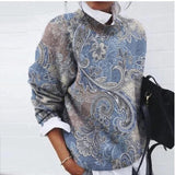 Pull Femme Imprimé Floral Artistique – Sweat Élégant Tendance