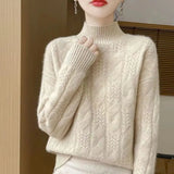 Pull Col Montant Maille Texturée Confort Élégance Hiver