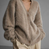 Pull Femme Oversize Col V Doux Élégant