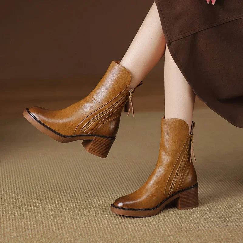 Bottines Femme Talon Bloc – Bottes Élégantes Zip
