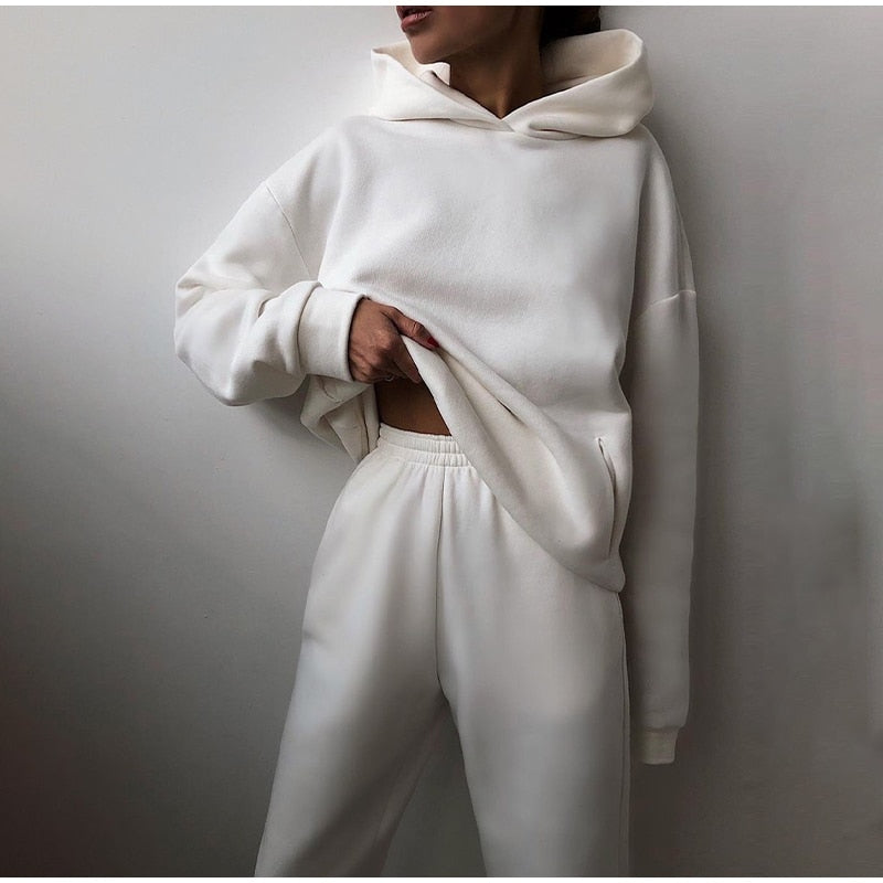 Ensemble Femme Hoodie Court et Pantalon Jogging Confort