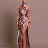 Robe longue femme dos nu à fente haute