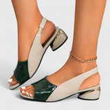 Sandales en cuir à boucle pour femme, bout ouvert