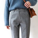 Pantalon Élégant Taille Haute Coupe Structurée Confort Chic