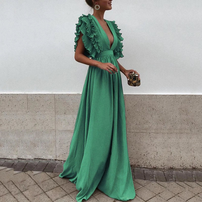 Robe Femme Longue Élégante – Robe Soirée Col V