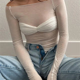 Top Transparent Épaules Dénudées Coupe Ajustée Chic