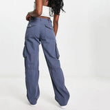 Pantalon cargo taille haute coupe large confortable