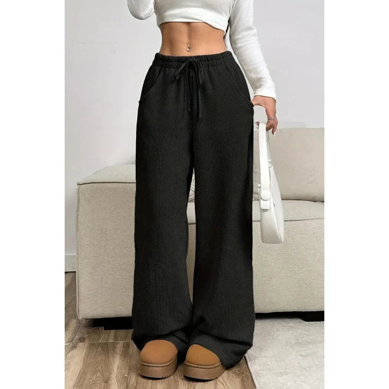 Pantalon Côtelé Large Taille Élastique Confort